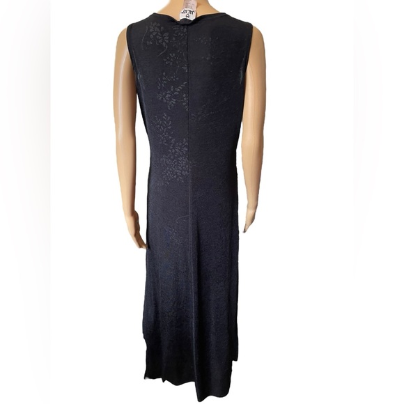 Jalate Vintage 90s Black Gray Holographic Goth Witchy Vampy Floral Maxi Dress - Picture 6 of 8